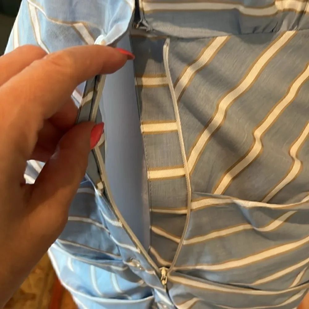 Veronica Beard RUCHED STRIPED SHIRT DRESS, 4! - Picture 4 of 9